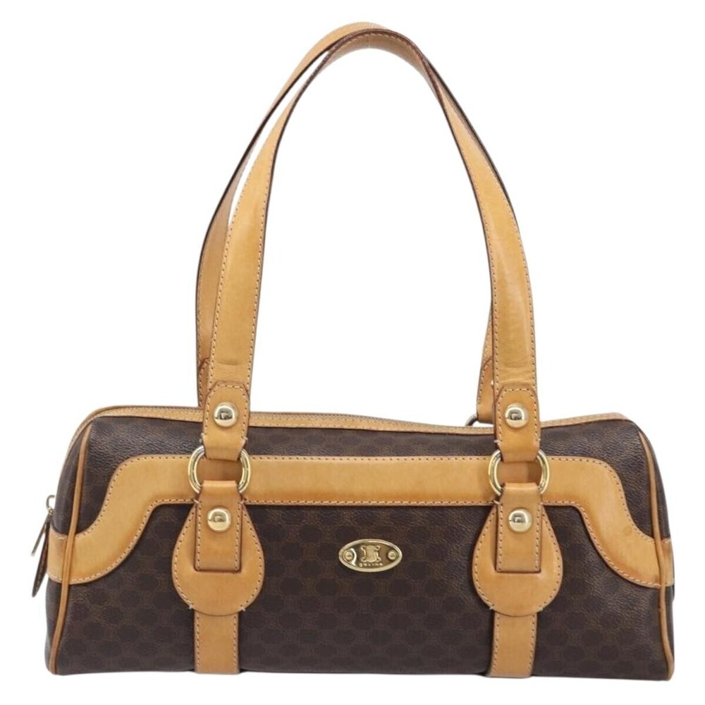 Celine Vintage Shoulder Bag Macadam Canvas & Leather No size